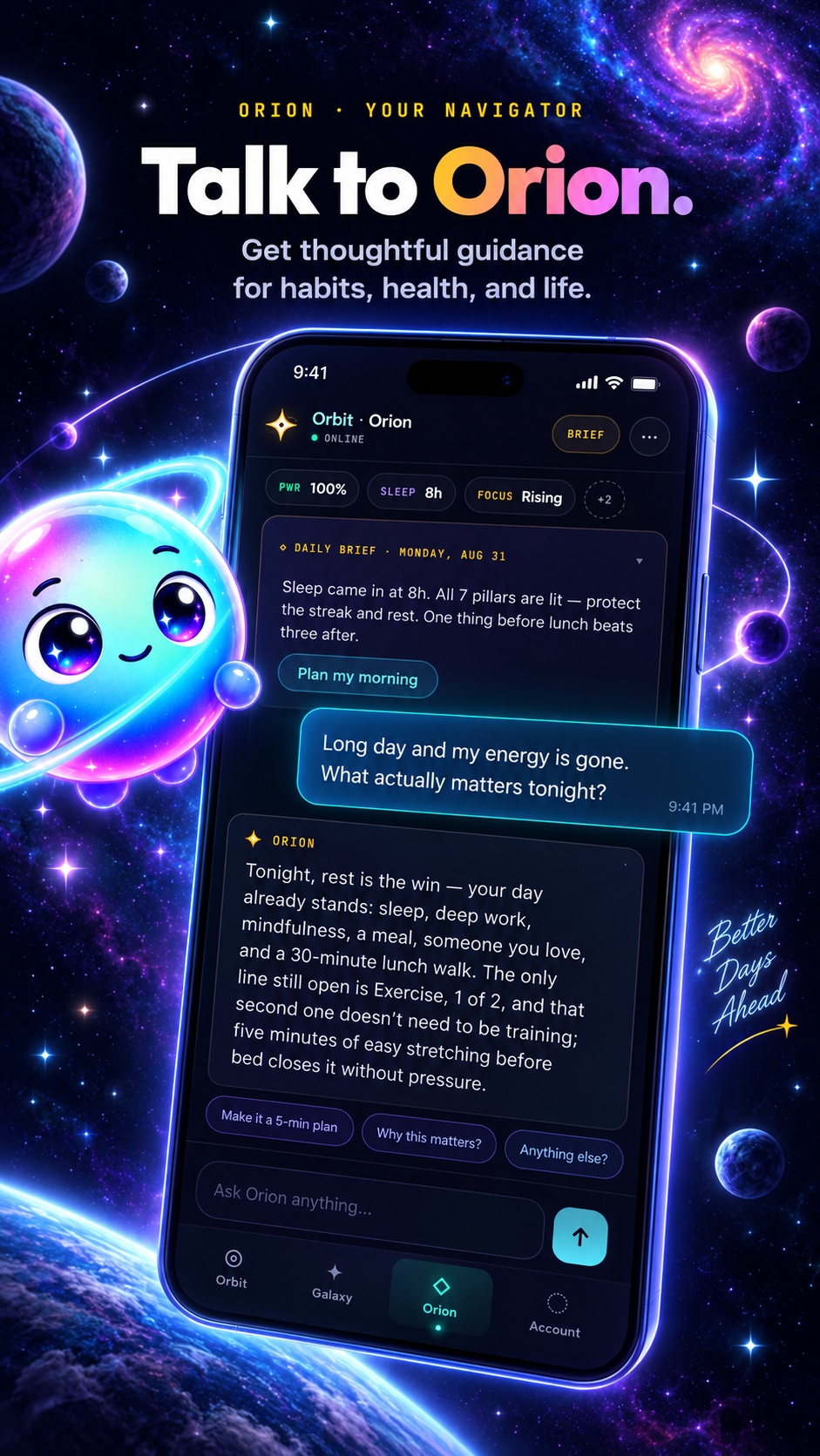 A conversation with Orion in the Orbit app